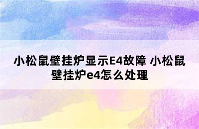 小松鼠壁挂炉显示E4故障 小松鼠壁挂炉e4怎么处理